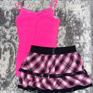 Justice Tiered Skort & Neon Pink Tank Top | NWT/EUC | Sz 16 | (Pre-Walmart Era)